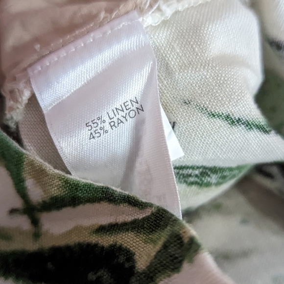 J. Jill Wide Leg Capri Linen Blend Bamboo Print Pants - Picture 10 of 12